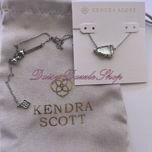 🎀📣New Kendra Scott Cheer Silver Pendant Necklace In Ivory Mother Of Pearl ✨